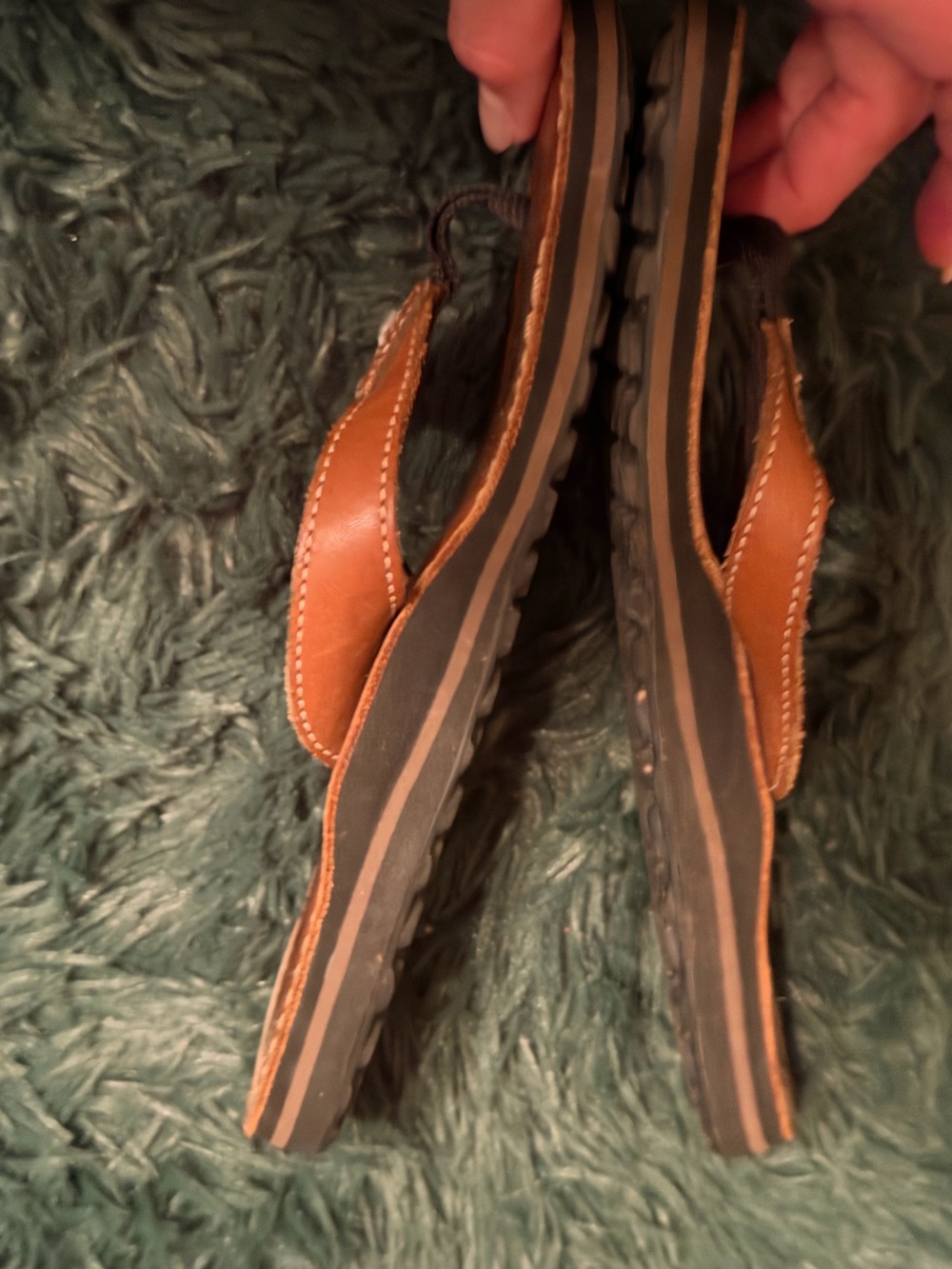Clarks Leather Flip Flop Sandals Brown Comfort Thong Women’s Size 7 - Picture 3 of 10